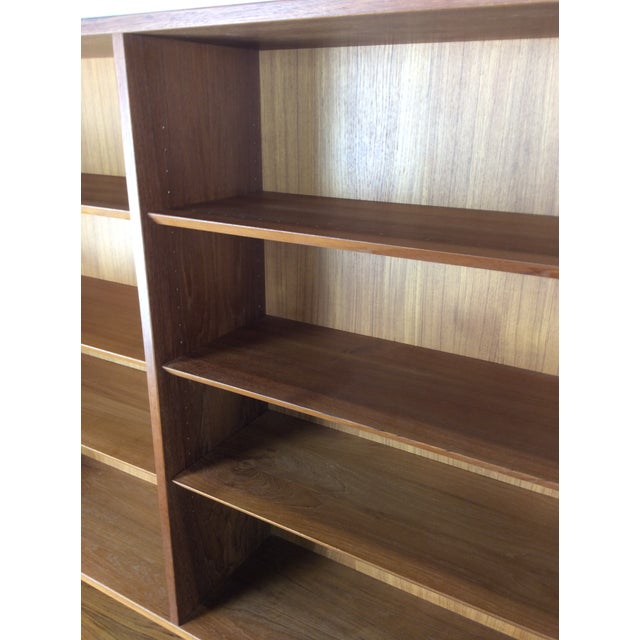 Danish Modern Two Piece Shelving Unit With Adjustable Shelves and Sliding Door Cabinets For Sale In Philadelphia - Image 6 of 17