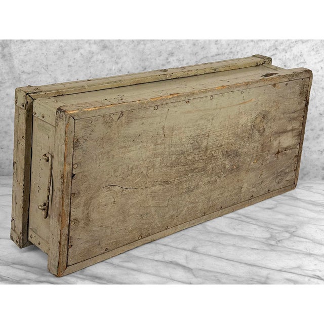 Antique Primtive Painted Wood Tool Box Chest For Sale - Image 13 of 13
