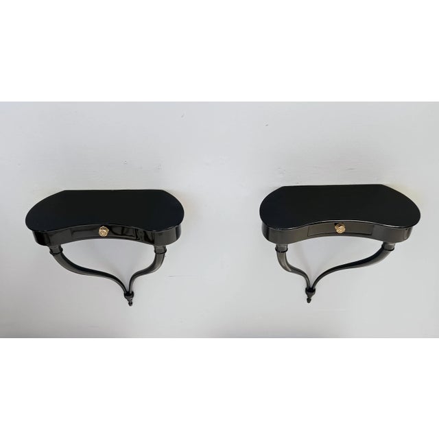 Black Wall-Mounted Console Tables by Guglielmo Ulrich, 1950s, Set of 2 For Sale - Image 6 of 18