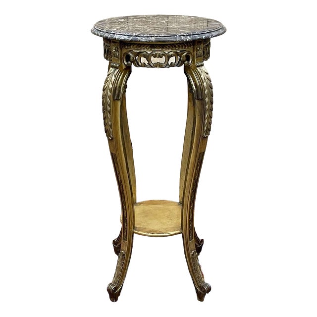 Bolster in Gilded Wood and Marble Top, 1970s For Sale
