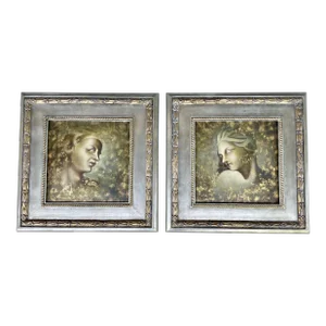 Set of 2 French Art Deco Style Paintings From 90's
