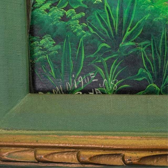 1970s Haitian Landscape Oil on Panel Painting by Dominique Senat For Sale - Image 4 of 5