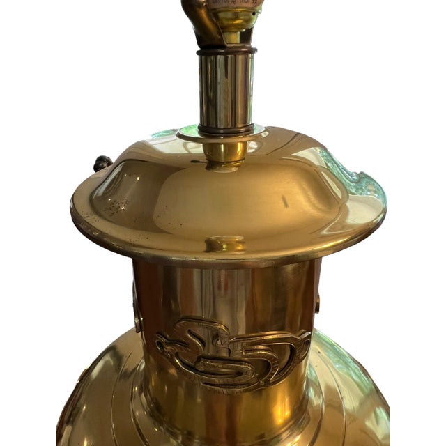 Vintage Mid 20th Century La Barge Hollywood Regency Chinoiserie Brass Table Lamp Without Shade For Sale - Image 10 of 13