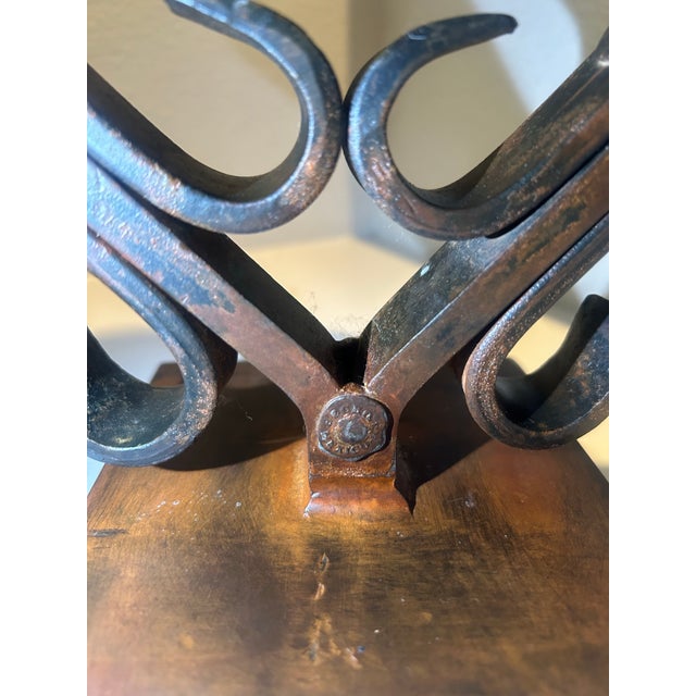 2000 - 2009 Jan Barboglio Hand-Forged Iron Pillar Candle Holder With - Rustic Spanish Style For Sale - Image 5 of 5