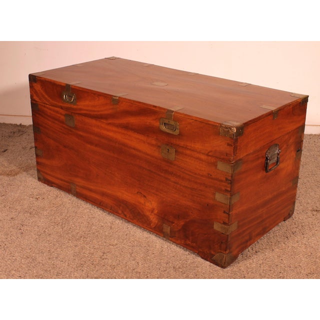 Camphor Wood Marine Chest with Double Locks and Camphor Wood Top, 19th Century For Sale - Image 14 of 16