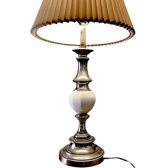 Vintage Brass Stiffel Lamp With Lenox Porcelain Sphere Shape