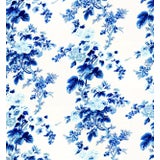 Schumacher Pyne Hollyhock Wallpaper in Indigo For Sale