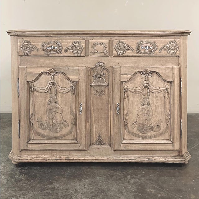 Early 18th Century Early 18th Century Belgian Liègeois Régence Period Hand-Carved Stripped Oak Mermaid Buffet For Sale - Image 5 of 18