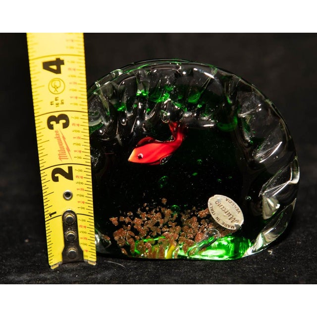 Mid-Century Modern Murano Aquarium Art Glass Block Paperweight With Fish, Labeled For Sale - Image 3 of 3