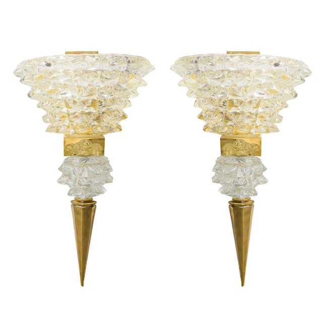 Contemporary Pair of Murano Rostrato Glass Sconces - Manner of Barovier Toso For Sale - Image 10 of 10