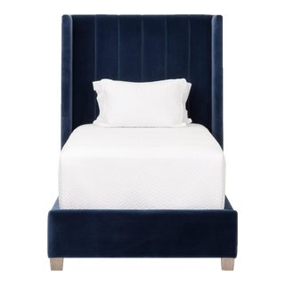 Chandler Velvet Twin Bed, Denim For Sale
