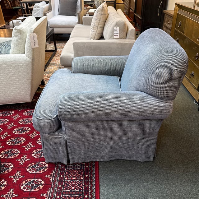 Textile Custom Design Roll Arm Chair + Ottoman For Sale - Image 7 of 11