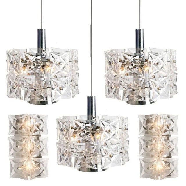Large Nickel Crystal Glass Flush Mount Lights from Kinkeldey, 1970 For Sale - Image 17 of 18