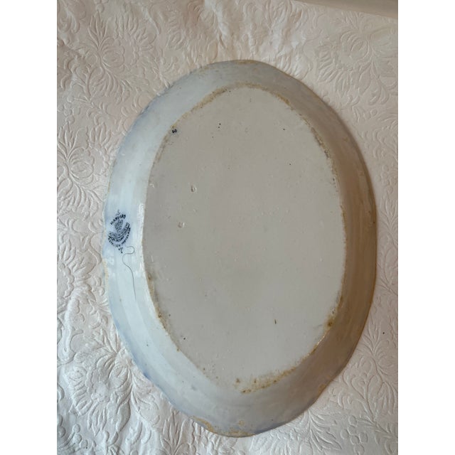 Antique Alfred Mekarin Flow Blue Oval Serving Platters- Set of 3 For Sale - Image 11 of 13