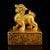 This is a finely crafted antique gilt bronze seal stamp, featuring a detailed sculpture of a Qilin (a mythical hooved...