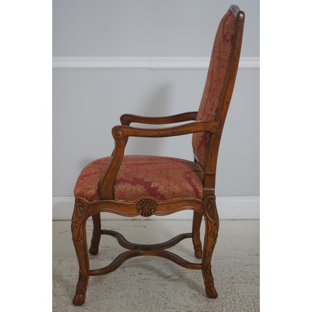 French Set of 8 Louis XV Style Burgundy and Gold Dining Chairs For Sale - Image 3 of 18