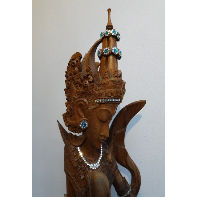 Wood Large Balinese Hand-Carved Coromandel Wooden Sculpture of Dancer, Indonesia, 1920s-1940s For Sale - Image 7 of 18