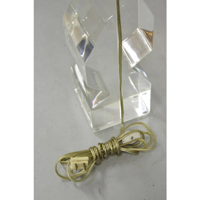Vintage Les Prismatiques Mid Century Modern Lucite Zig Zag Table Lamp, Signed For Sale - Image 10 of 12