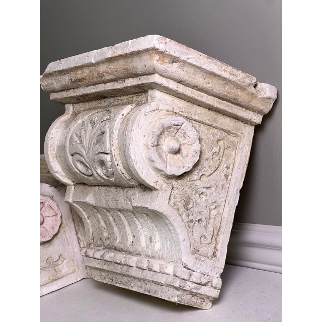 Pair of Antique Neoclassical Plaster Corbel Wall Brackets for Mantle, Doorstop, 1920 For Sale - Image 10 of 16