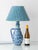 Boho Chic Spanish Fajalauza Ceramic Table Lamp with Hand-Woven Lampshade For Sale - Image 3 of 15