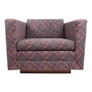 Mid Century Cube Gunlocke Plinth Base Lounge Chair For Sale