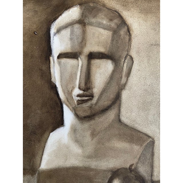 Vintage cubist still life oil painting on canvas. Very cool figurative piece. Neutral color palette original vintage frame.