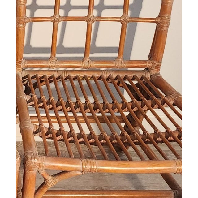 1980s McGuire Organic Bamboo Cathedral Dining Chairs & Rectangular Table Base -Set of 7 For Sale - Image 15 of 15