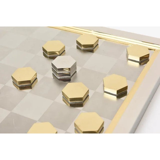 Vintage Romeo Rega Brass and Chrome Plated Sculptural Checkers Game, 1970's, Restored, Italy For Sale - Image 9 of 11