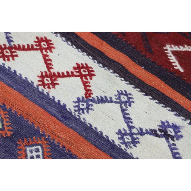 1980s Southwestern Burgundy Striped Kilim For Sale - Image 9 of 13
