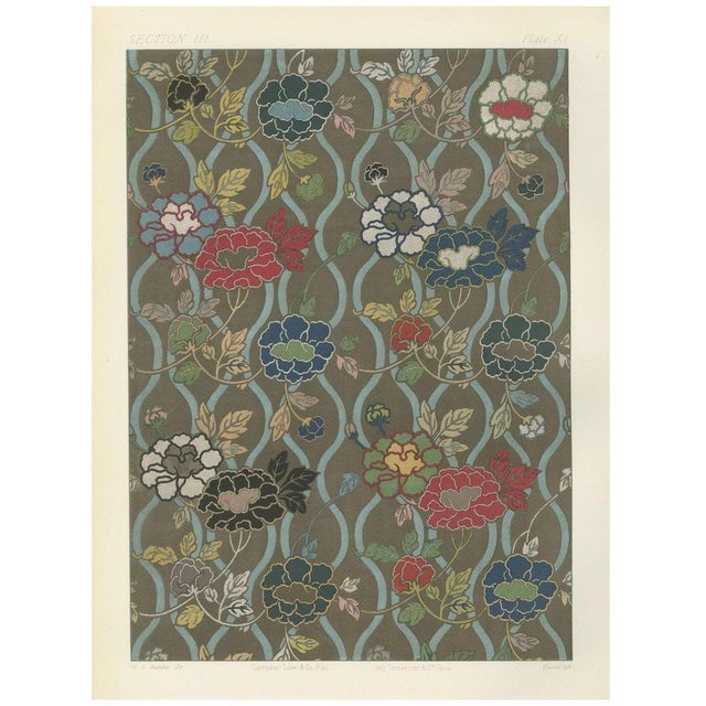 G. A. Audsley, Japanese Floral Textile Pattern Print, 1882, Paper For Sale - Image 10 of 10