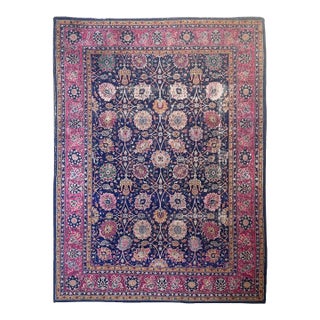 Vintage Turkish Tabriz Design Magenta Rug 9.3 x 12.2 For Sale