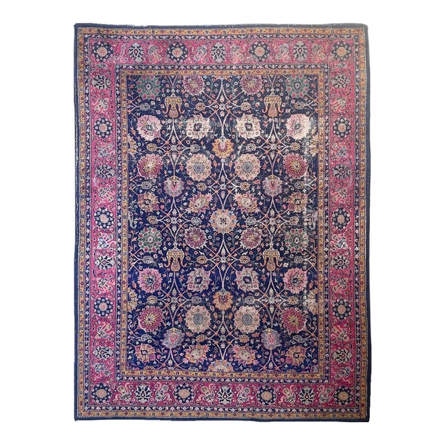 Vintage Turkish Tabriz Design Magenta Rug 9.3 x 12.2 For Sale