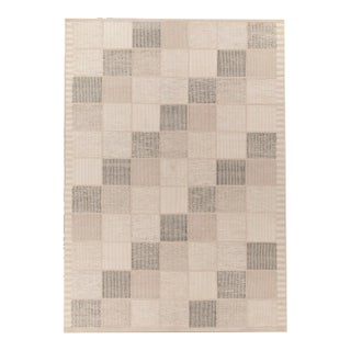 Scandinavian Style Kilim in Beige, Gray High-low Geometry by Rug & Kilim 6x9 For Sale