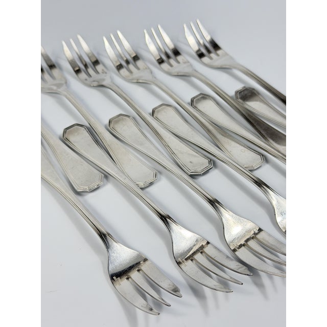 Silver Art Deco Silver-Plated América Cake Forks from Christofle, 1940s, Set of 12 For Sale - Image 8 of 13