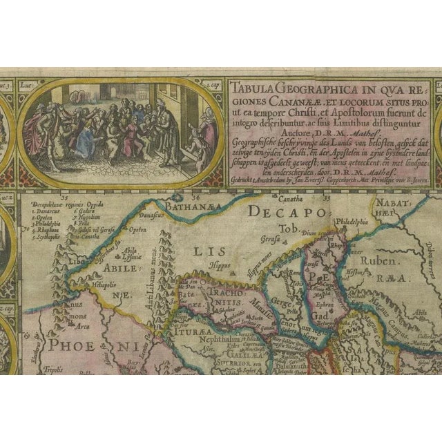 1625 Petrus Plancius / Johannes Cloppenburg Map of the Holy Land with Biblical Vignettes This exquisite 1625 map by Petrus...