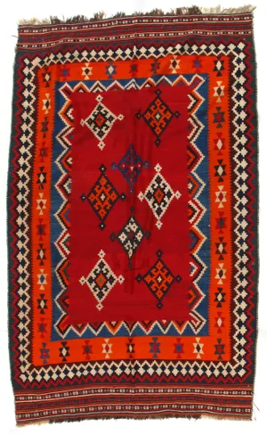 Vintage Persian Kilim Rug - 5' X 8'