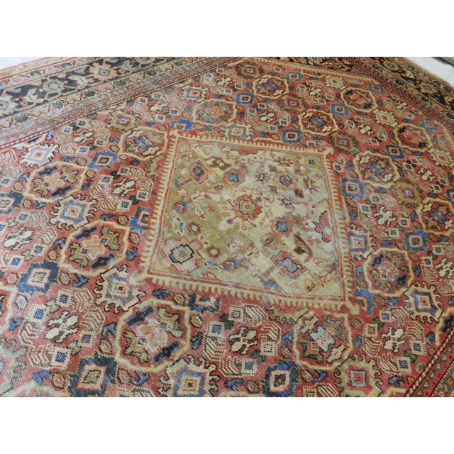1920s Vintage Hand Knotted Persian Mahal Antique Rug- 9′6″ × 13′ For Sale - Image 9 of 13