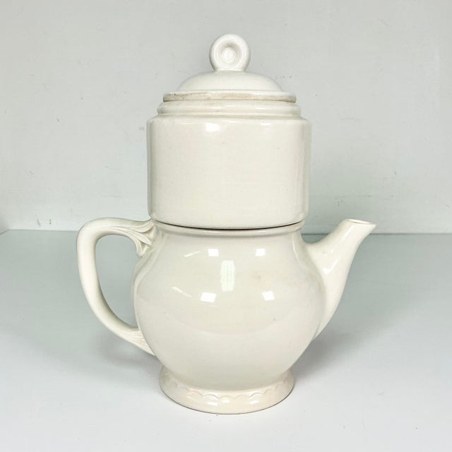 Pink 1931 Vintage Farmhouse Art Deco Boho Chic Porcelier Vitrequs Drip Coffee Purcolator, 6 Cup. For Sale - Image 8 of 13
