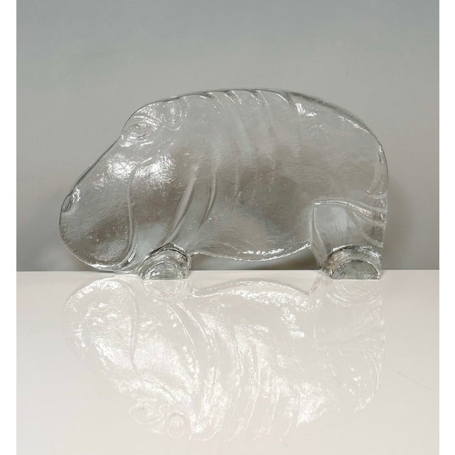 Large Glass Art Hippo Animal Figurine by Bertil Vallien for Kosta Boda, 1970s For Sale - Image 6 of 11