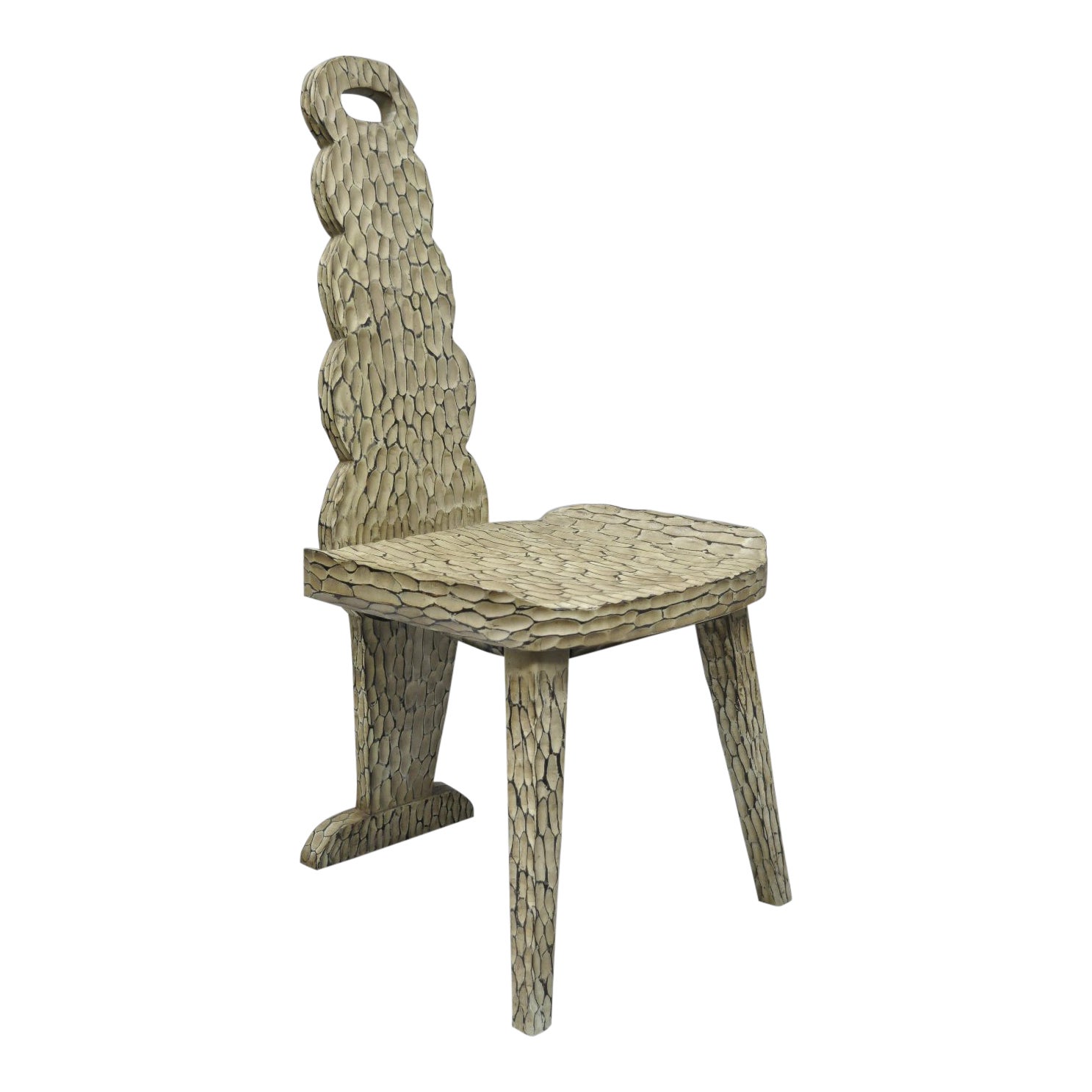 Contemporary High Back Carved Wood Side Chair Chairish