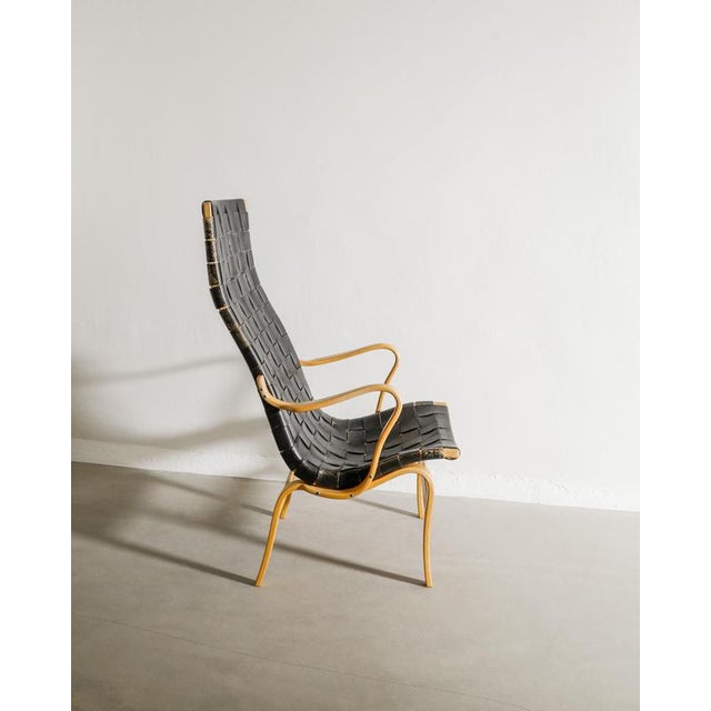 Wood Swedish Mid-Century Wooden & Leather Eva Highback Armchair by Bruno Mathsson, 1960s For Sale - Image 7 of 9