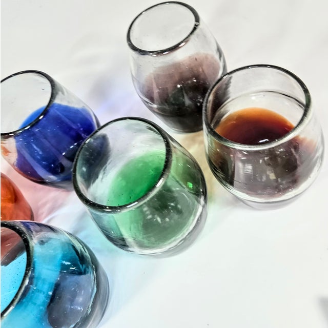 2000 - 2009 Jewel Toned Crackle Stemless Goblets- Set of Six For Sale - Image 5 of 16