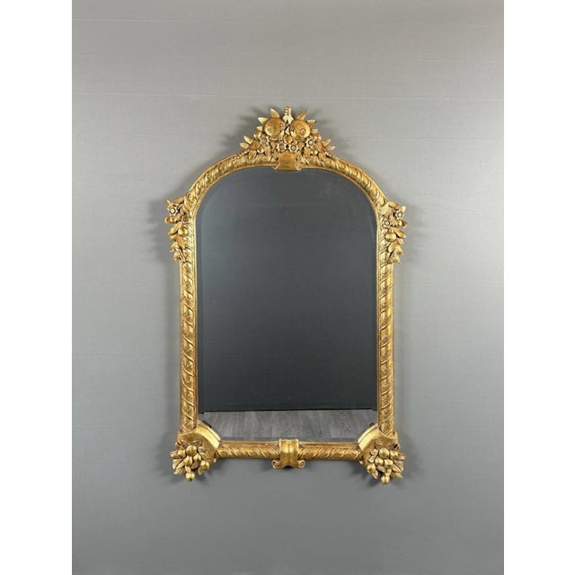 20th Century Carved and Gilded Wooden Mirror Decorated with Fruit and Flowers For Sale - Image 9 of 9