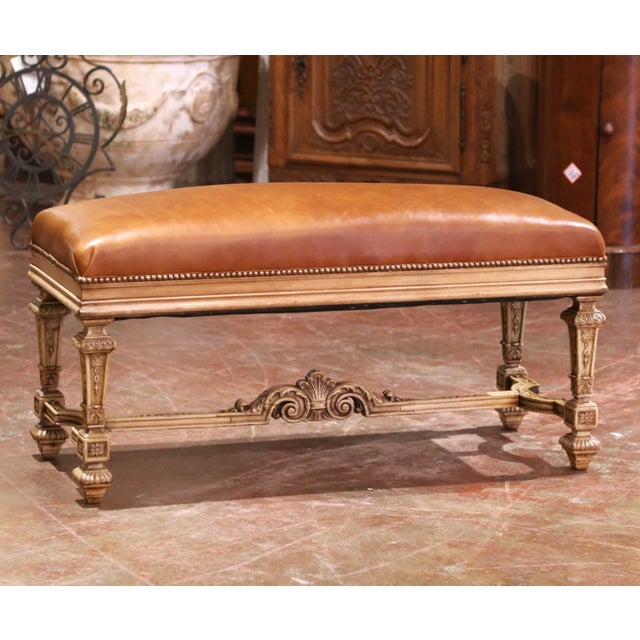 This elegant 19th-century French bench, crafted circa 1870 in the Louis XIV style, brings refined craftsmanship and rich...