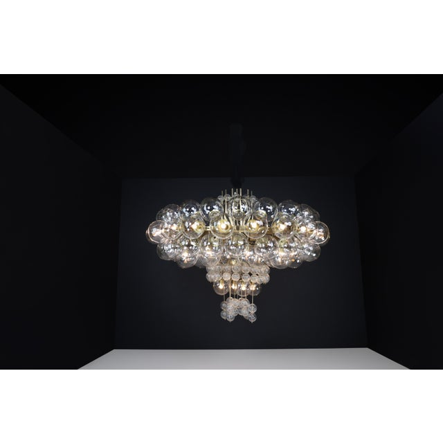Grande Hotel Chandelier with Brass Fixture and Hand-Blown Glass Globes, 1960s For Sale - Image 10 of 18