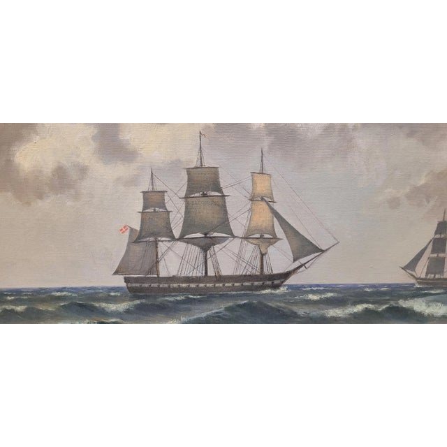 Antique 19th Century Danish Ship Painting For Sale - Image 11 of 12
