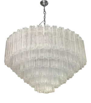 Transparent Tronchi Murano Glass Chandelier in Venini Style by Simoeng