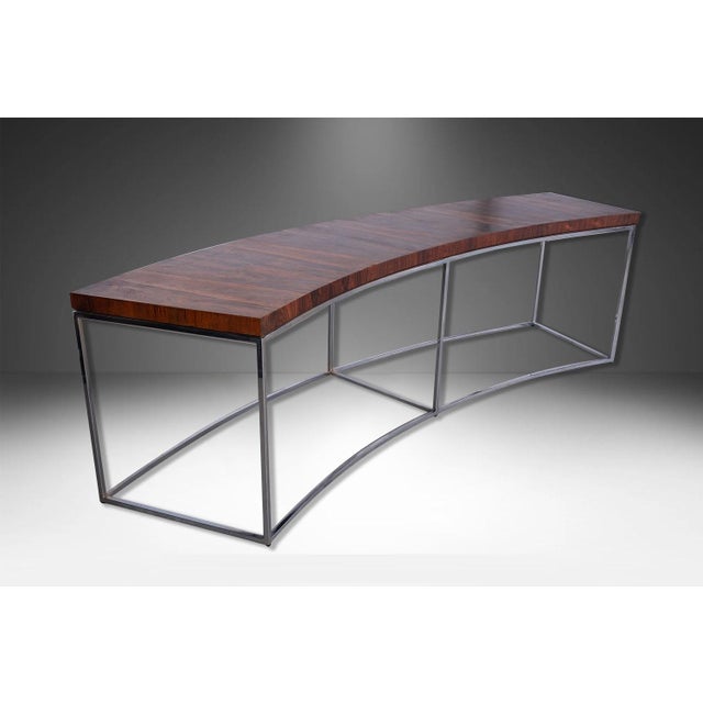 Mid-Century Modern 1970s Milo Baughman Thayer Coggin Curved Sofa Console Table Bench For Sale - Image 3 of 11