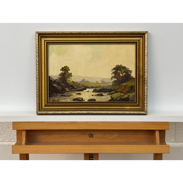 Vintage River Landscape Oil in English Countryside - 20th Century British Art 1973 For Sale - Image 4 of 14