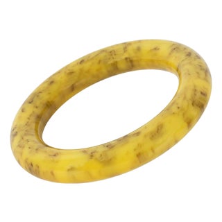 Bakelite Bracelet Bangle Vanilla and Chocolate Marble For Sale